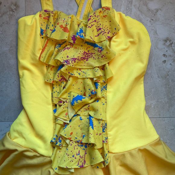 Kellé Ruffled Dress with Tutu Size Medium in Yellow - Picture 2 of 7